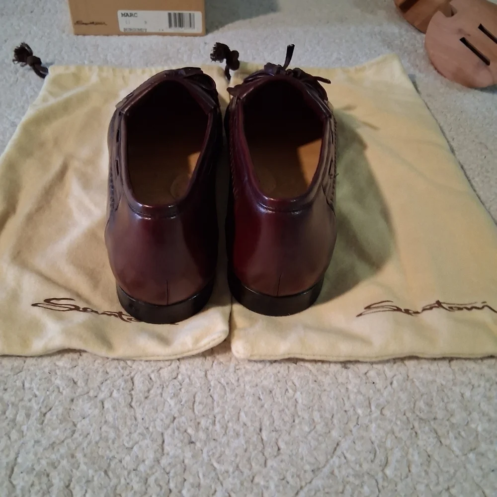 Santoni Men's Marc Rich Burgundy Leather Loafers
